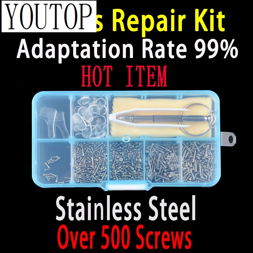 Micro Screwdriver Kit - 500-brilreparatieset Gereedschapsset zonnebrilschroeven Micro-neuspads Schroevendraaier Oorgrepen