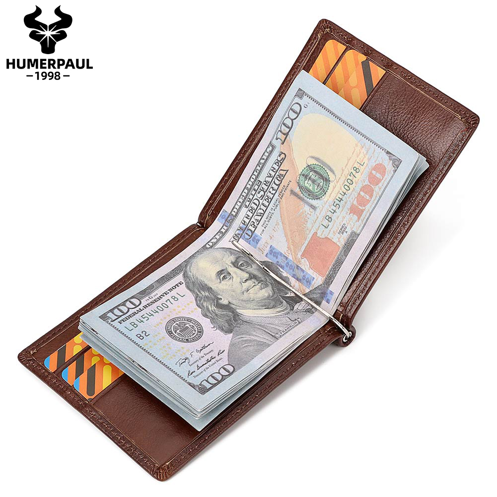 Money Clip Magnetic - Slanke herenportemonnee van echt leer met