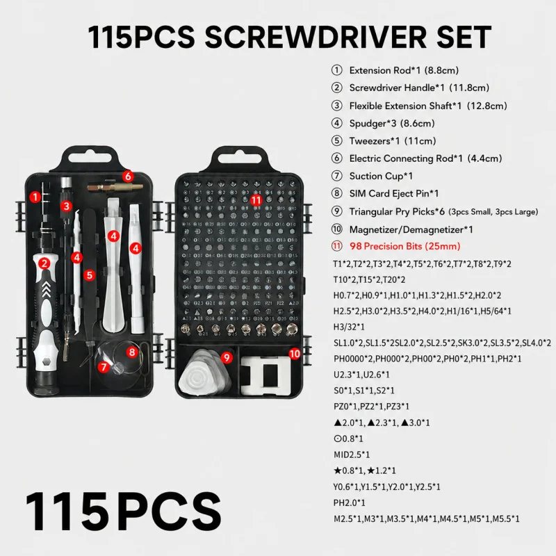Draagbare 115-in-1 magnetische - Micro Screwdriver Kit recensie en prijs